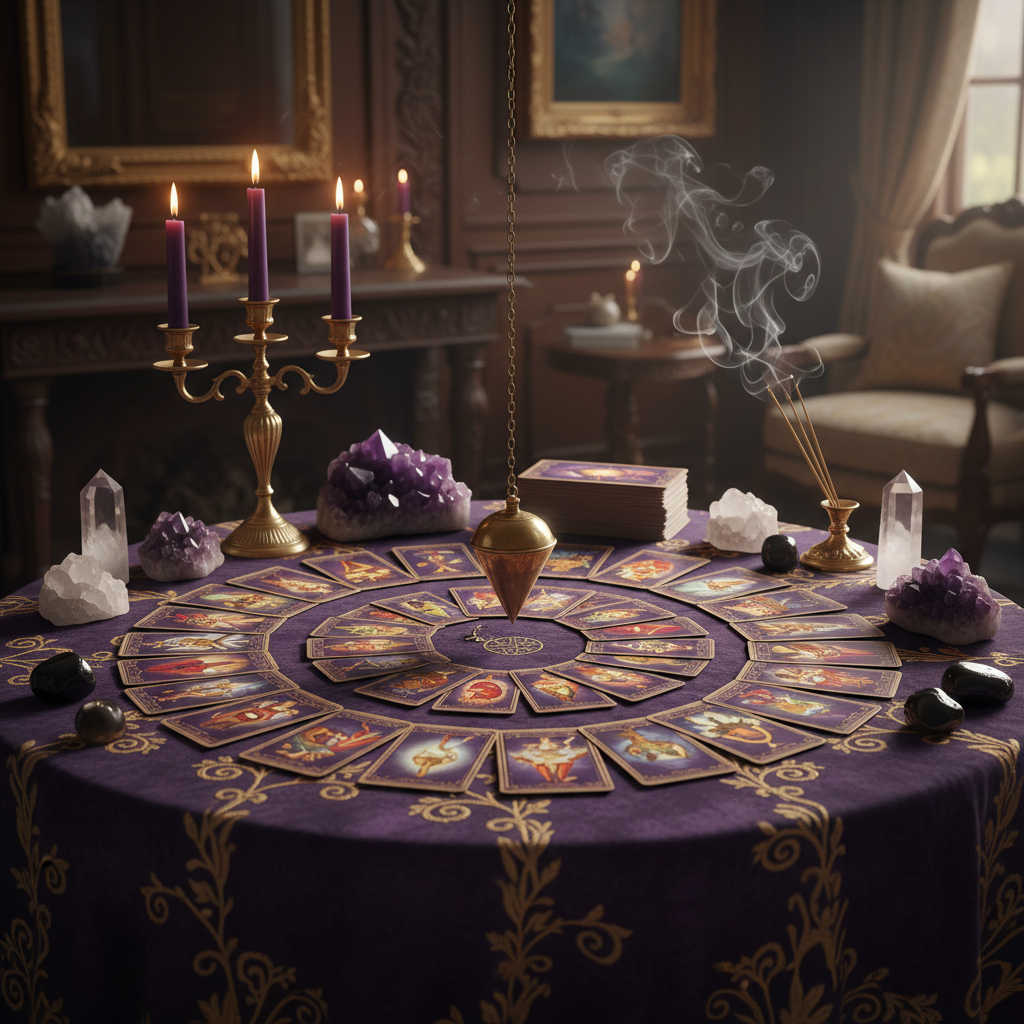 Pack expert de questions tarot et pendule avec setup professionnel luxueux