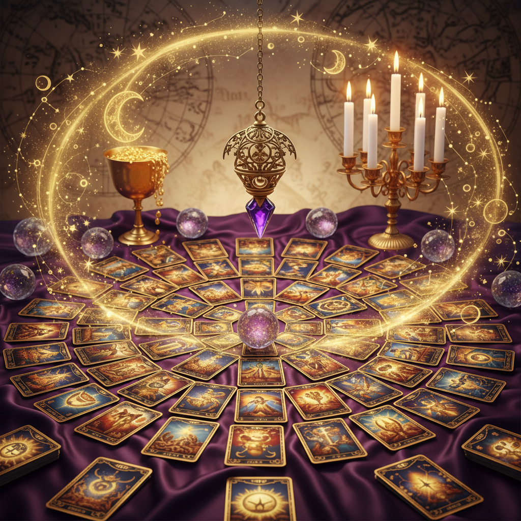 Pack maître de questions tarot et pendule avec setup divin et luxueux